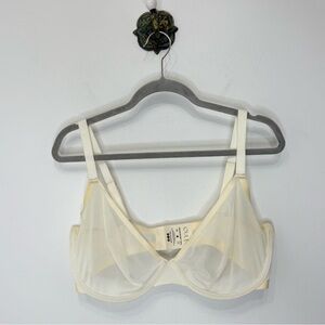Cuup The Plunge Mesh Bra Women’s Size 38G Off White Ivory Underwire Cream